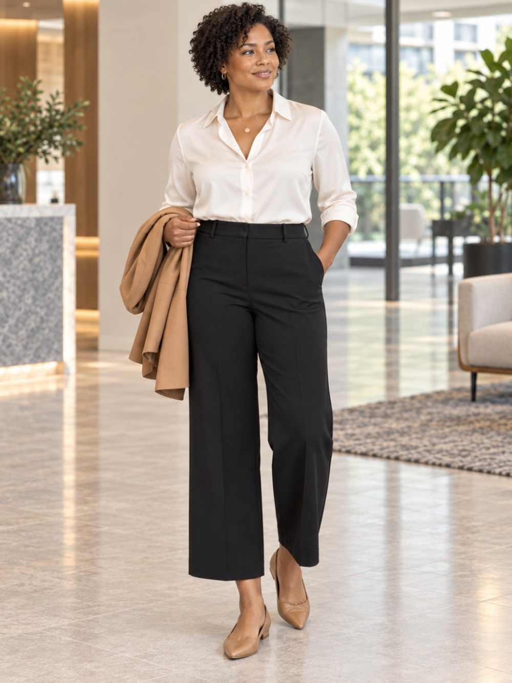 J.Crew Factory Remy Wide-Leg Cropped Pants Black Size 10 NWT